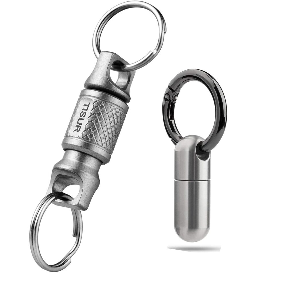 7215 Micro Keychain Pill Holder +TISUR Titanium Quick Release Keychain